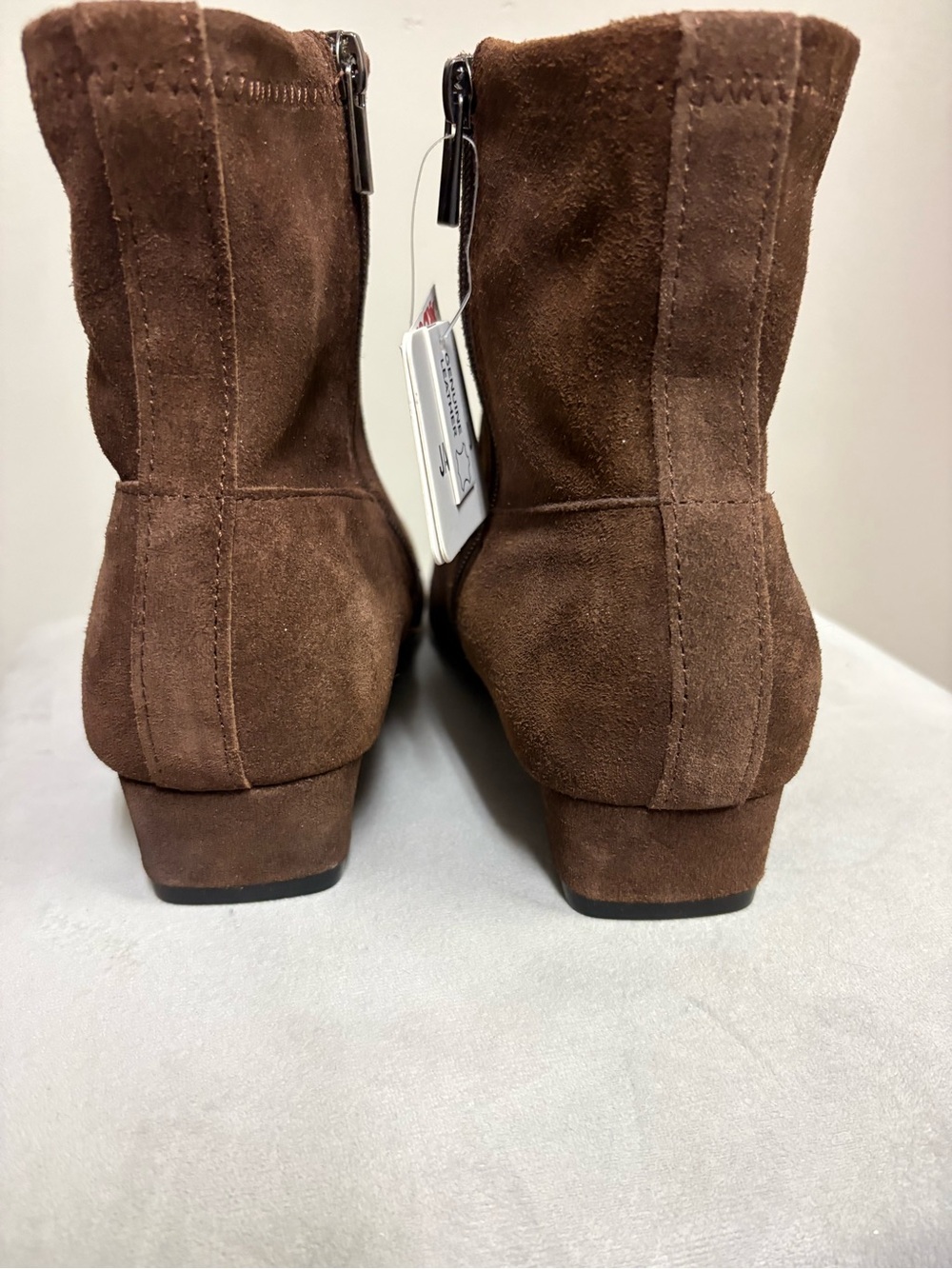 Jason Wu Brown Suede Ankle Booties with Side Zip - Picture 2 of 7